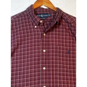 VTG Ralph Laruen Shirt Mens Large Red Plaid‎ Classic Fit Long Sleeve Button Down